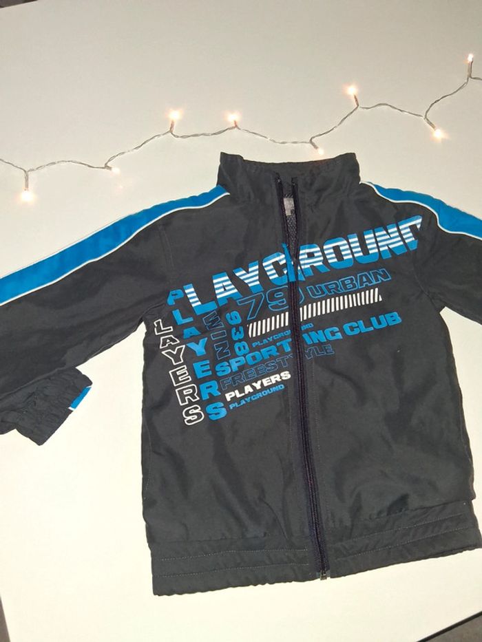 Veste de sport gris avec écritures bleu - photo numéro 2