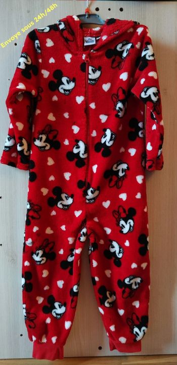 Combinaison pyjama fille Minni avec oreille🐞Mouse Disney  Polaire 5 ans envoye aujourd'hui ou demain