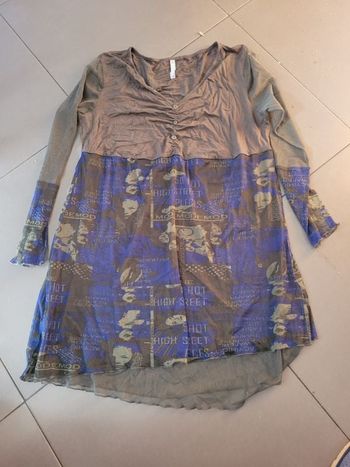 Tunique viscose polyester tailke 46/48 blanche porte