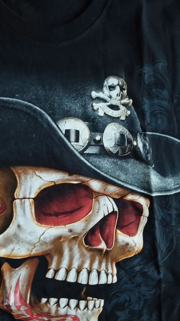 Tee-shirt noir tête de mort taille l homme - photo numéro 7