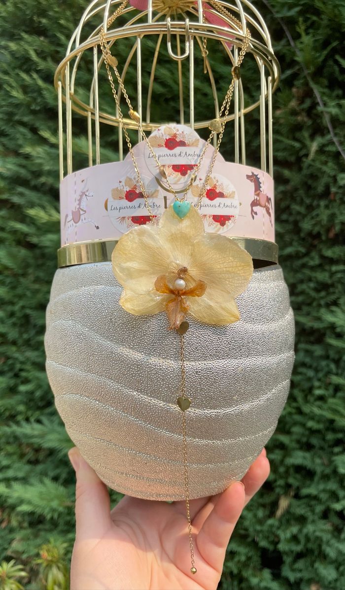 Collier véritable orchidées stabilisé - photo numéro 2