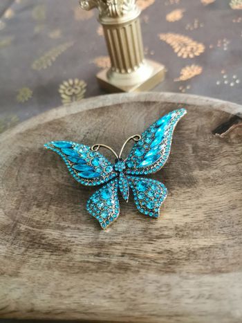 Broche femme papillon bleu