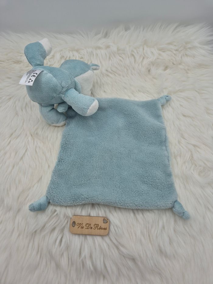 Doudou renard mouchoir bleu vert Nicotoy - photo numéro 4