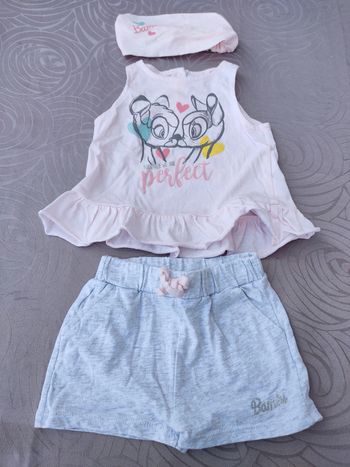 Ensemble short 3 pièces bambi 9 mois