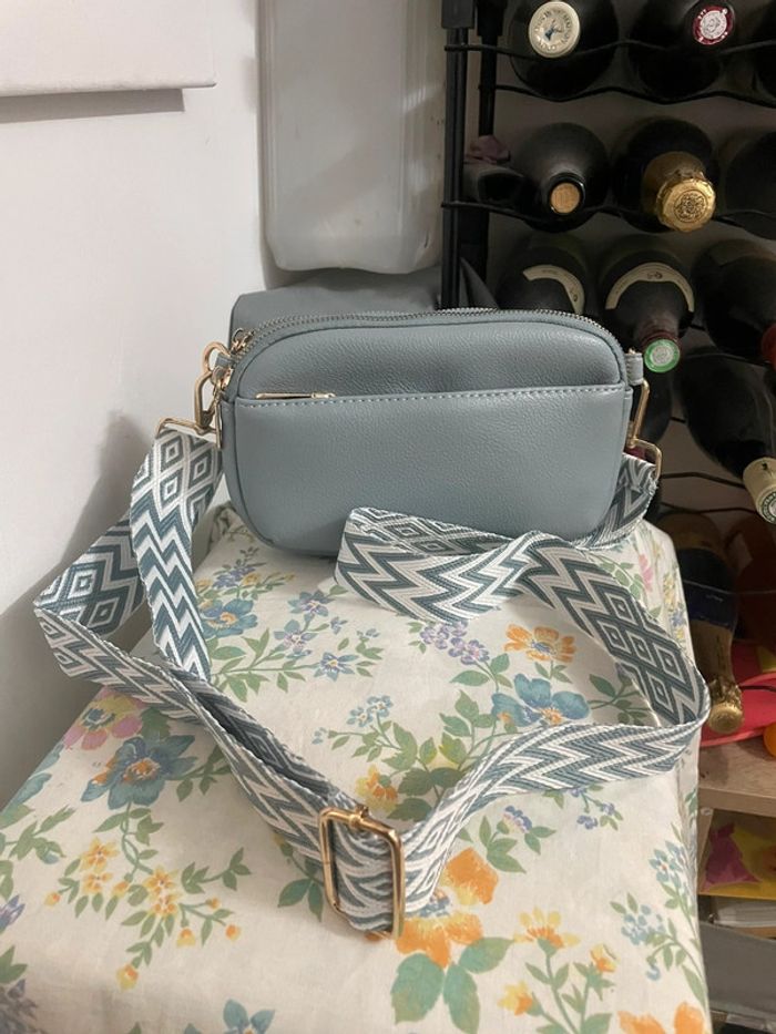 Sac bandoulière large en cuir PU bleu neuf - photo numéro 9