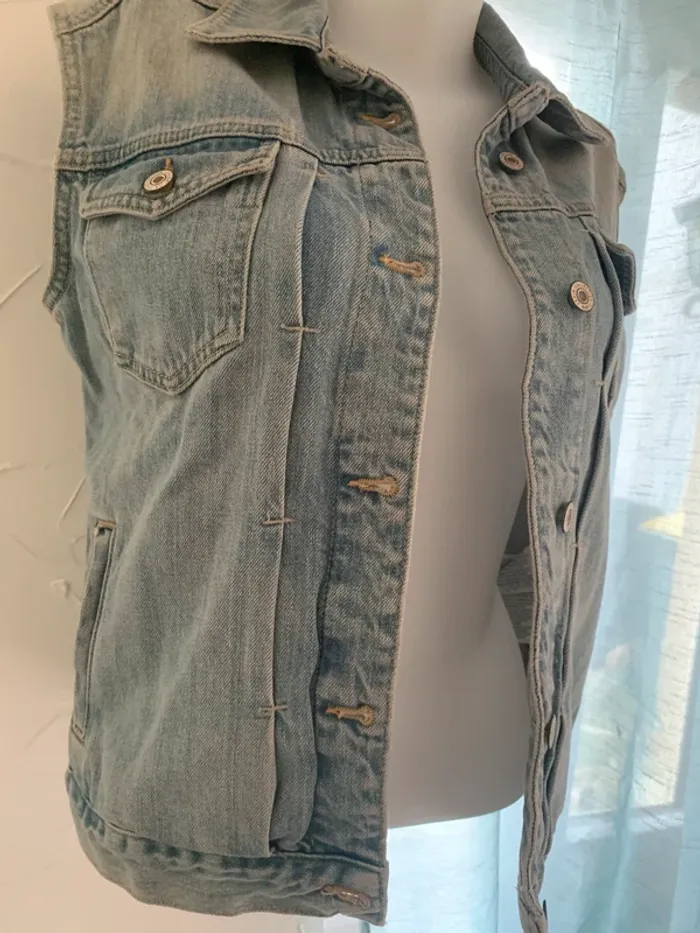 Veste jean vintage sans manches taille M - photo numéro 6