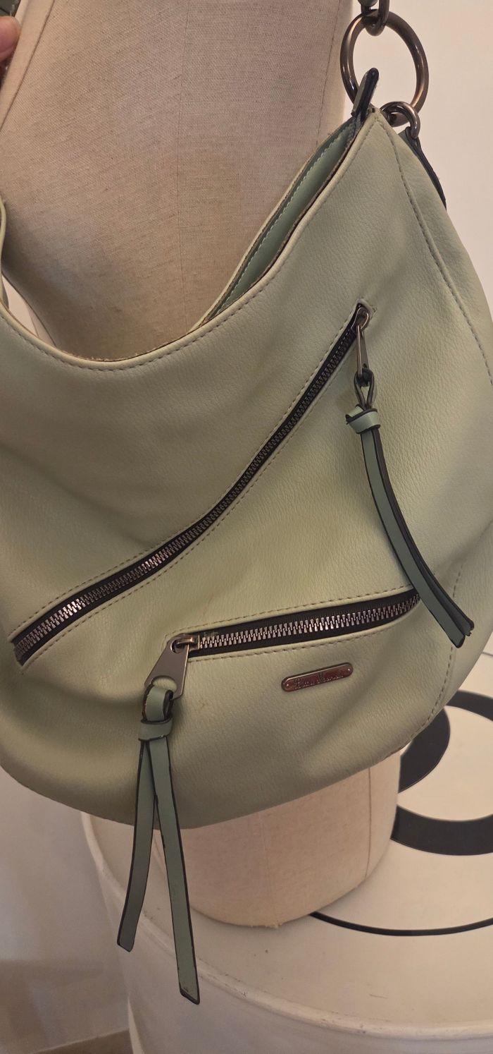 Sac Little Marcel vert sauge – grand format cabas – doublure rayée iconique  – excellent état comme neuf - photo numéro 2