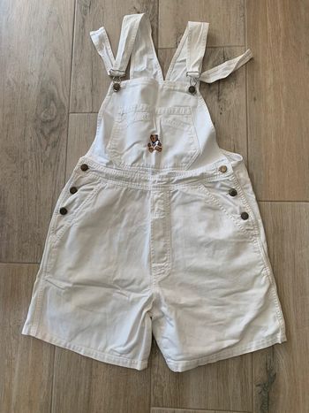 Salopette courte vintage 90’ en jean blanc Lulu Castagnette