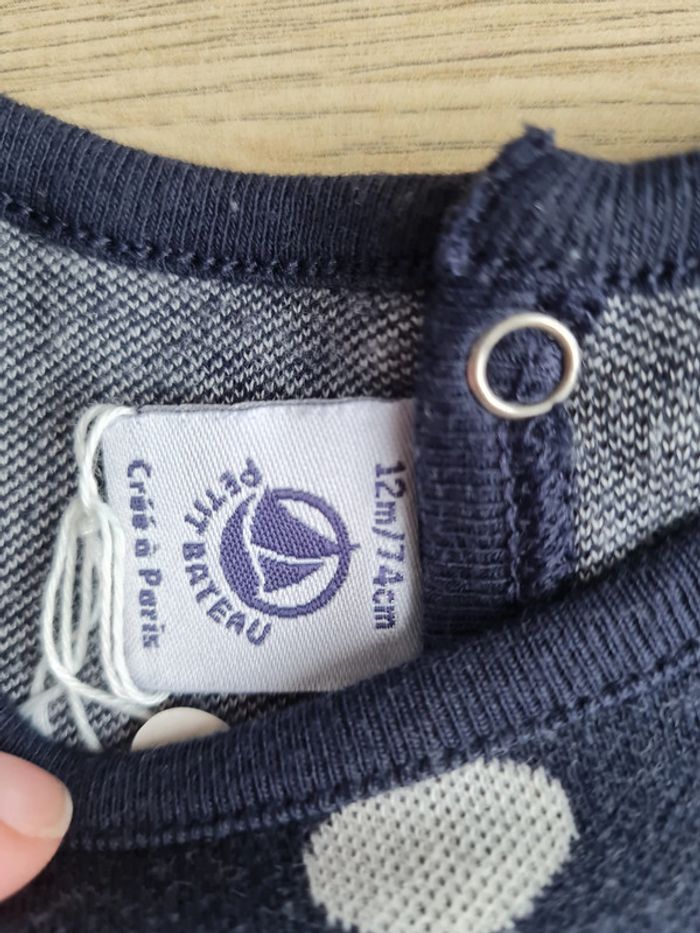 Robe Petit Bateau Marine à pois blancs - photo numéro 2