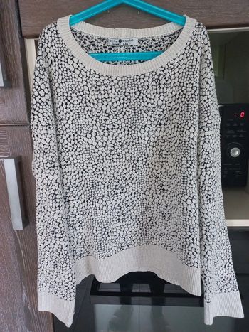 Pull crème et noir pailleté doré Taille 2 Cache Cache