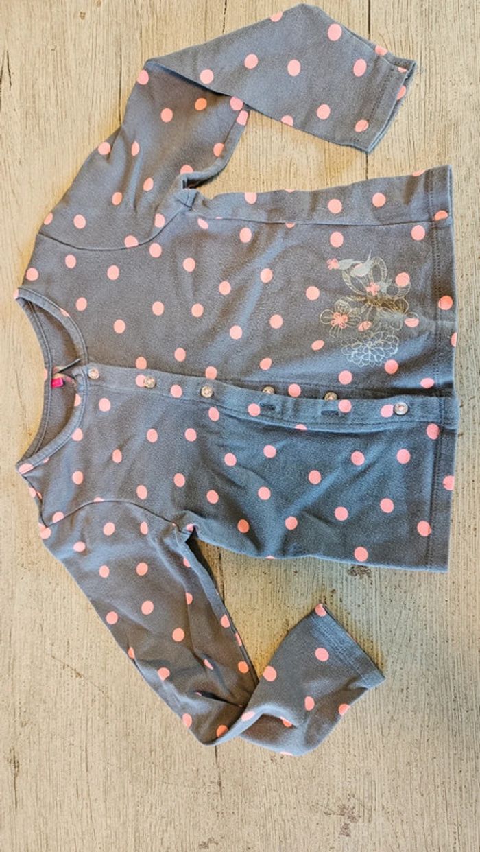 Gilet gris à points roses, manches longues, Orcehstra, 6 ans, nickel - photo numéro 2