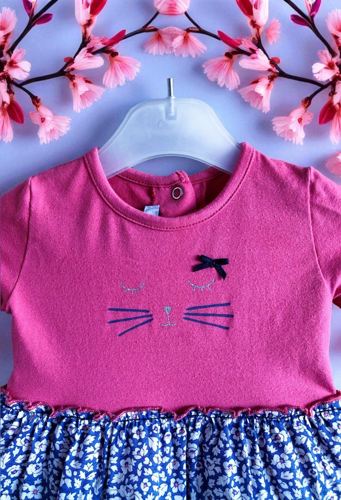 ABSORBA - NEW - ENSEMBLE 5P BÉBÉ FILLE MOTIF LIBERTY, VOLANTS & TÊTE DE CHAT 3M - photo numéro 7