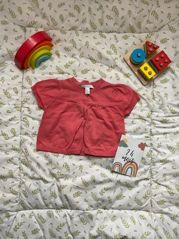 gilet court manches courtes rose 23 mois obaibi