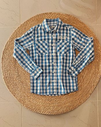 Chemise à carreaux bleu et blanc WE, taille 10 ans.
