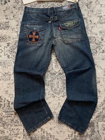 Pantalon en jean coupe skater baggy Trankilo brodé arrière croix y2k 100% coton 36US #4