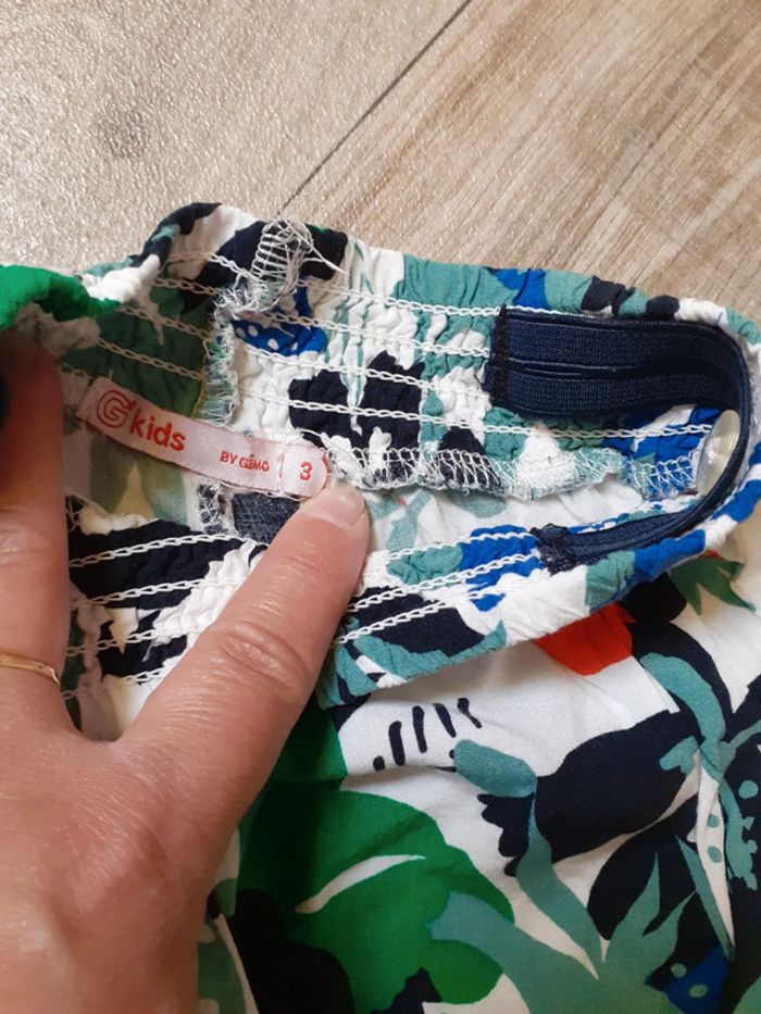 Pantalon sarouel fille blanc fleuri multicolore 3 ans - photo numéro 5