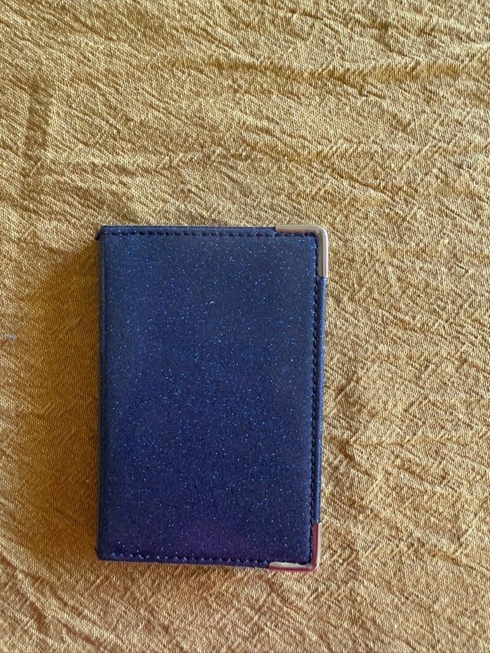 Porte carte bleu pailleté