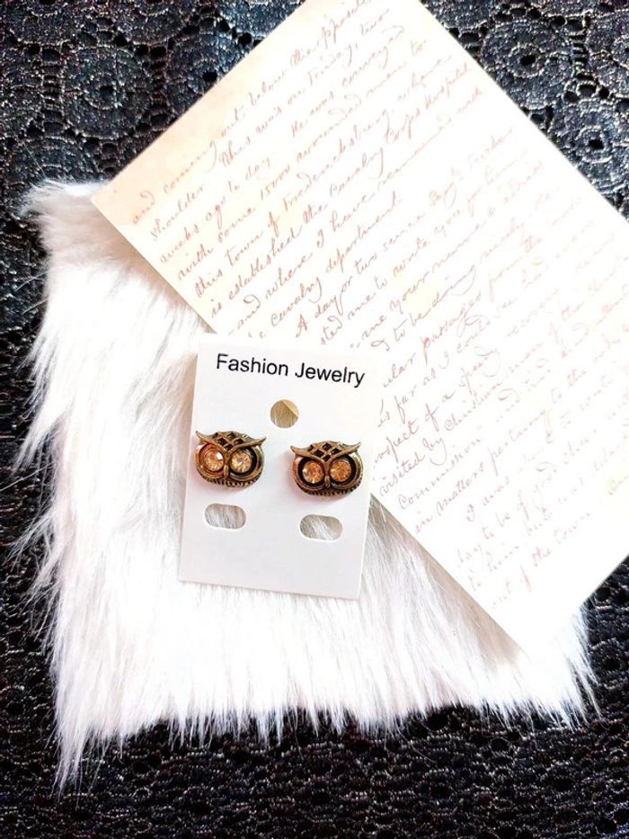 boucles d'oreilles puces hibou doré - photo numéro 5