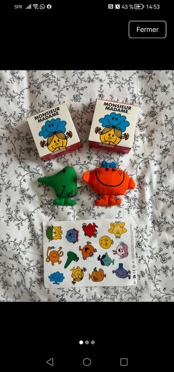 Lot de 2 peluches Monsieur Madame et stickers 