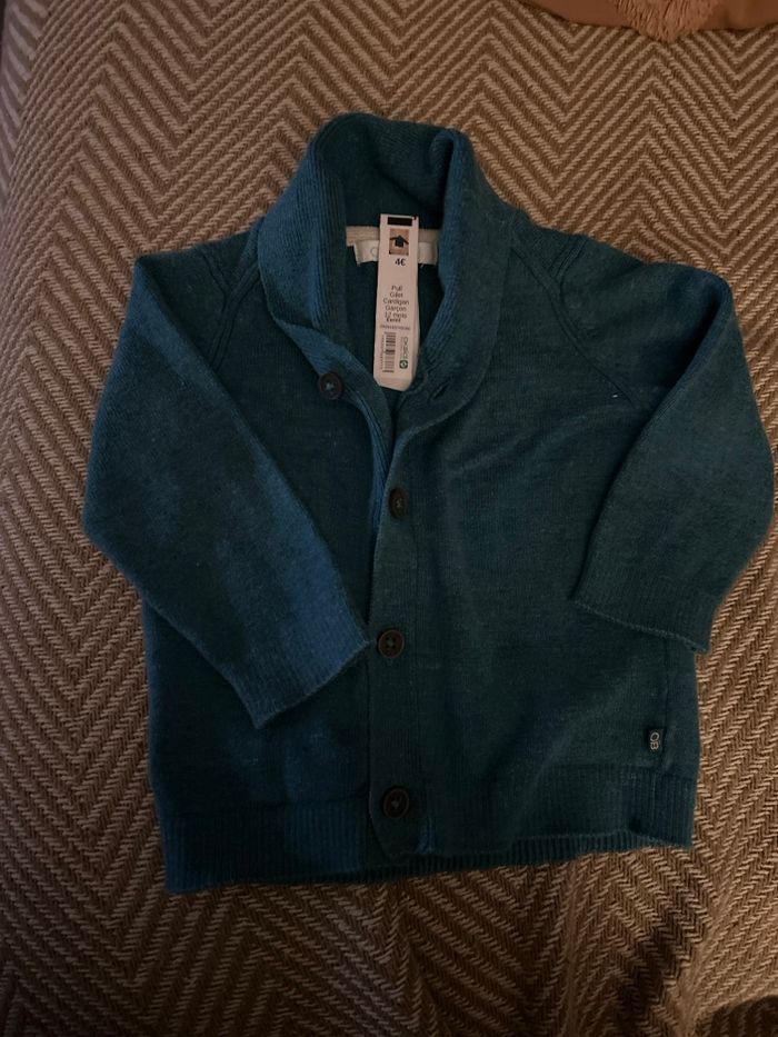 Gilet Obaibi 12 mois bleu canard