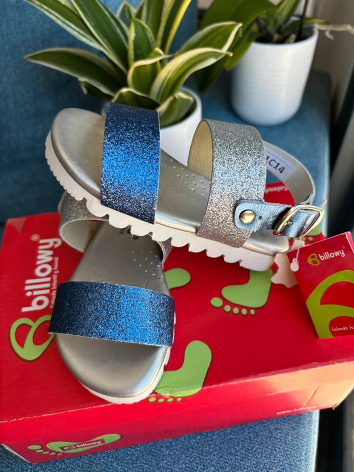 Sandales Billowy azul plata pailletées 24