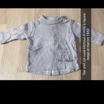 Tee shirt col roulé à rayure