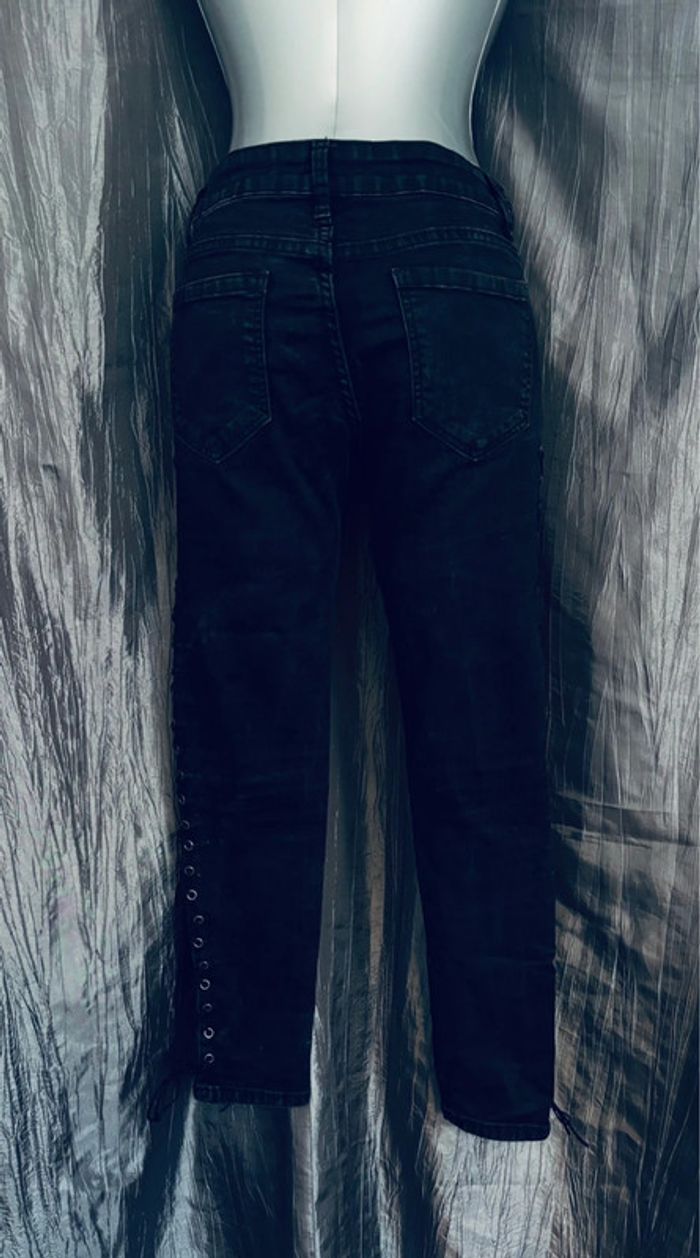 Jean slim black washed avec lacets sur les côtés blue & bluze L/40 - photo numéro 3
