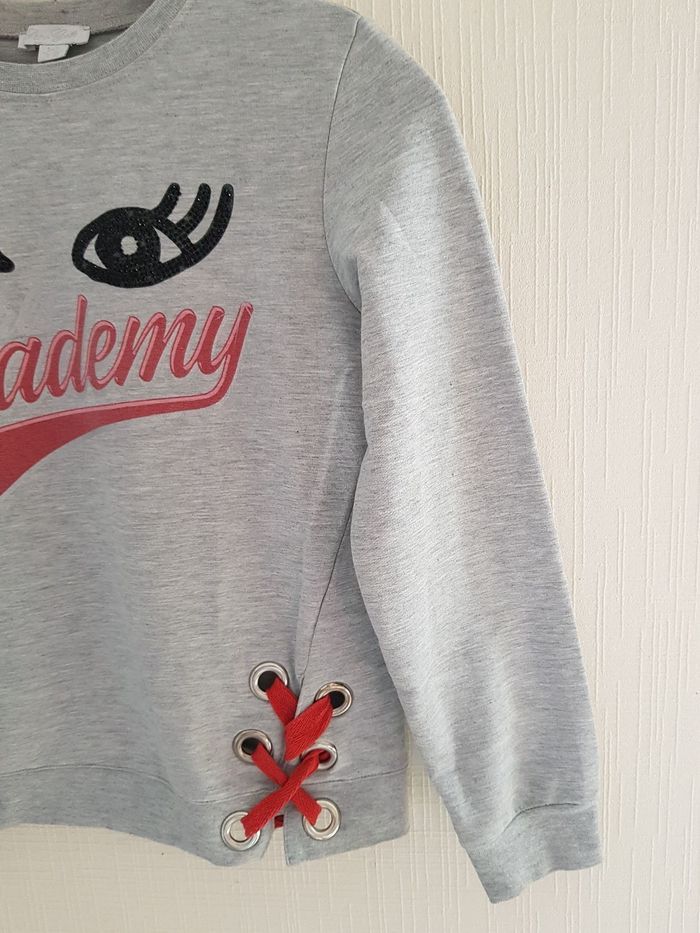 Joli sweat pull gris 9-10 ans 140 cm - photo numéro 4