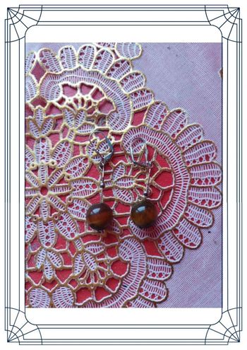 Boucles d'oreilles marrons œil de tigre