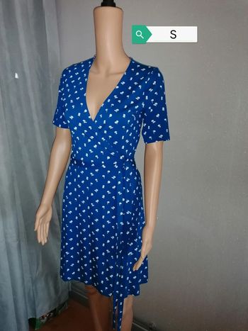 Robe S imprimé fleur fond bleu