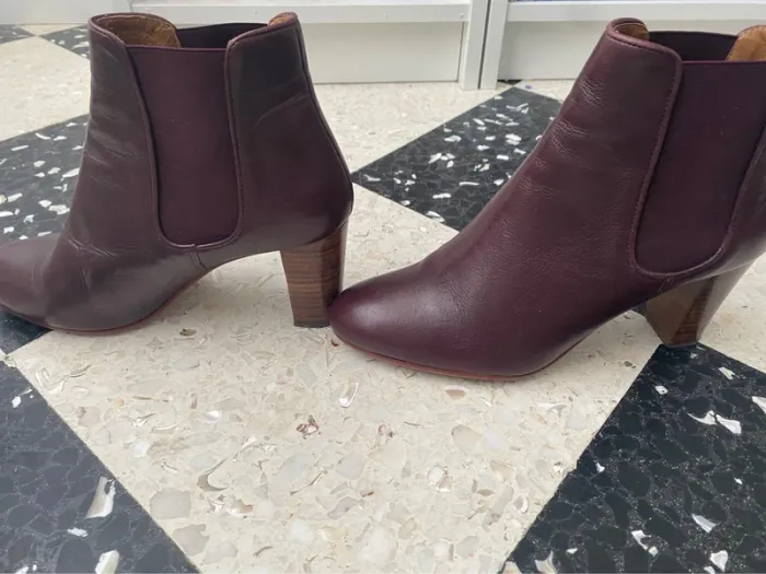 Bottines Minelli bordeaux cuir – T41 – talon moyen - photo numéro 6