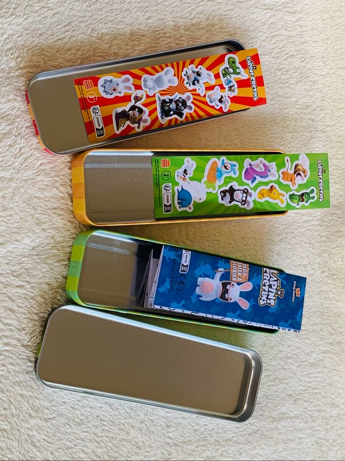 Lot 2 boîtes à crayons en metal Lapins cretins - photo numéro 3