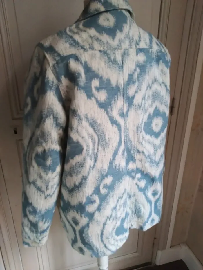 Ensemble Sézane "Will" T40 – Blazer oversize & short jacquard bleu/blanc en coton - photo numéro 7
