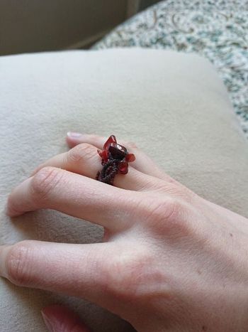 Bague tressée marron pierres colorées