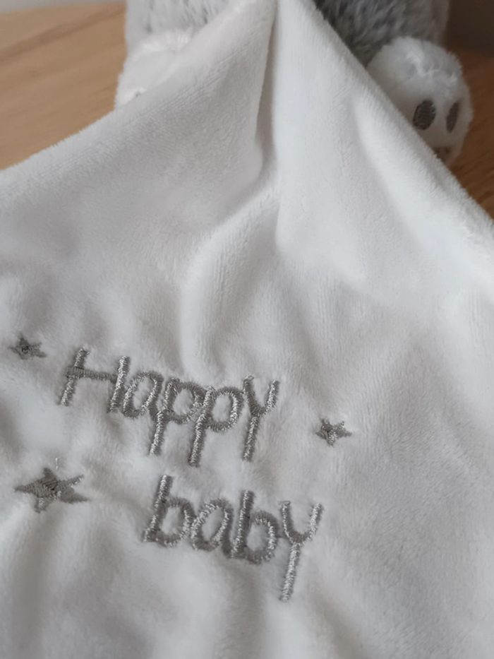 Doudou lapin blanc manteau gris premaman - photo numéro 2