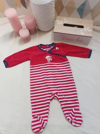 Grenouillère en velours mixte thème Noël Sergent Major 6 mois