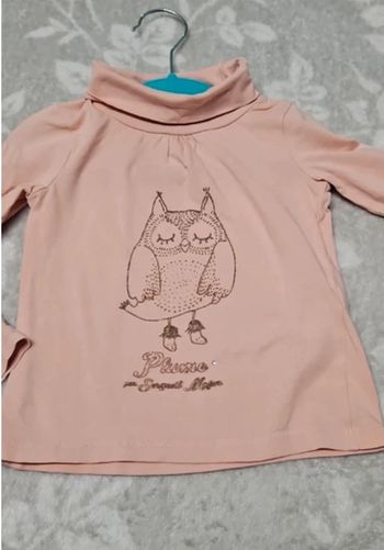 Sous pull fille sergent major 4 ans chouette hibou saumon