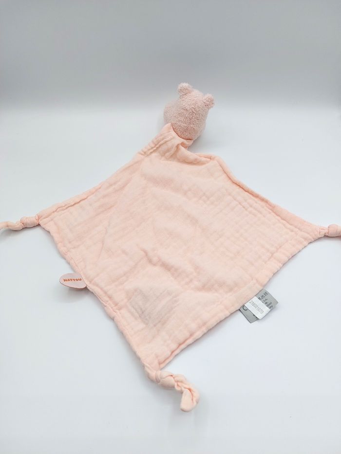 Doudou plat lange hippopotame rose Susie NATTOU feuille tissu - photo numéro 3