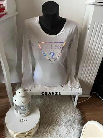T-shirt manches longues blanc logo guess T.S TBE 🤍