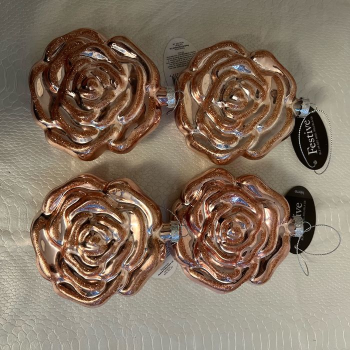 Lot de 4 rose decoration de sapin noel