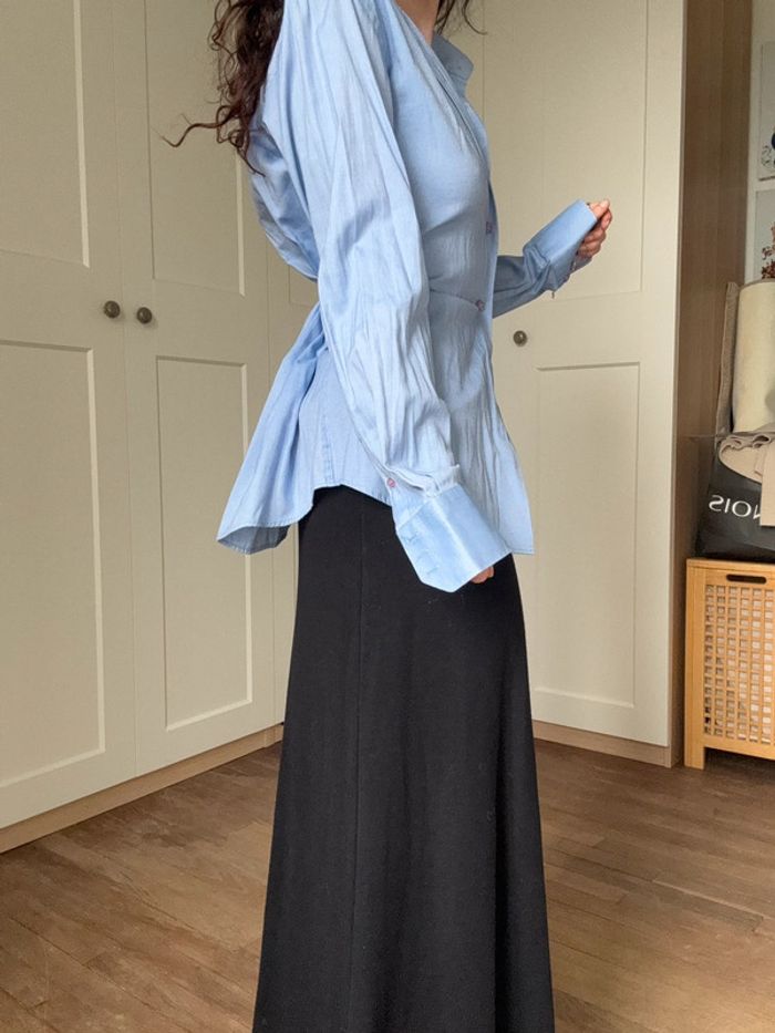 Chemise vintage texturé bleu ciel - photo numéro 3