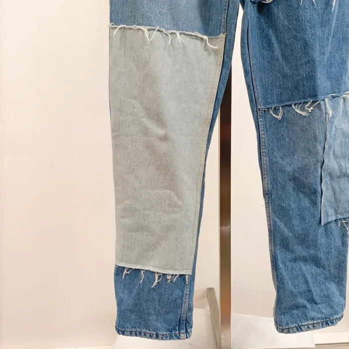 Jean patchwork boyfriend Pull&Bear Jean droit Femme Taille 40 - A395 - photo numéro 7