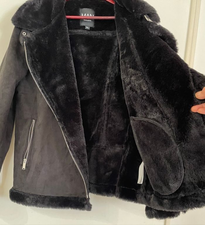 Veste Simili Daim à l’aspect Velouté Noir Homme Taille XL /42 Boohoo MAN - photo numéro 2
