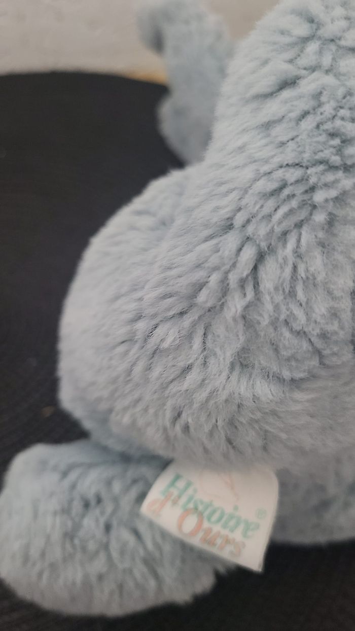 doudou lapin couché bleu vintage histoire d'ours - photo numéro 4