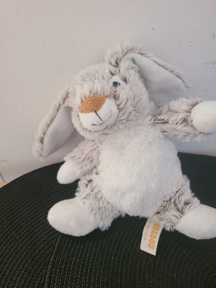 Peluche lapin RODADOU RODA gris ventre blanc - photo numéro 5