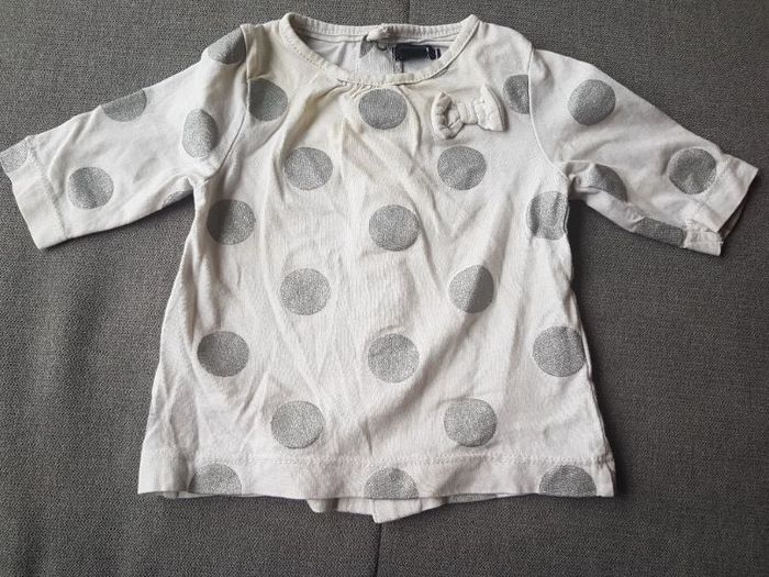 T-shirt fille blanc à poids argenté 1 mois