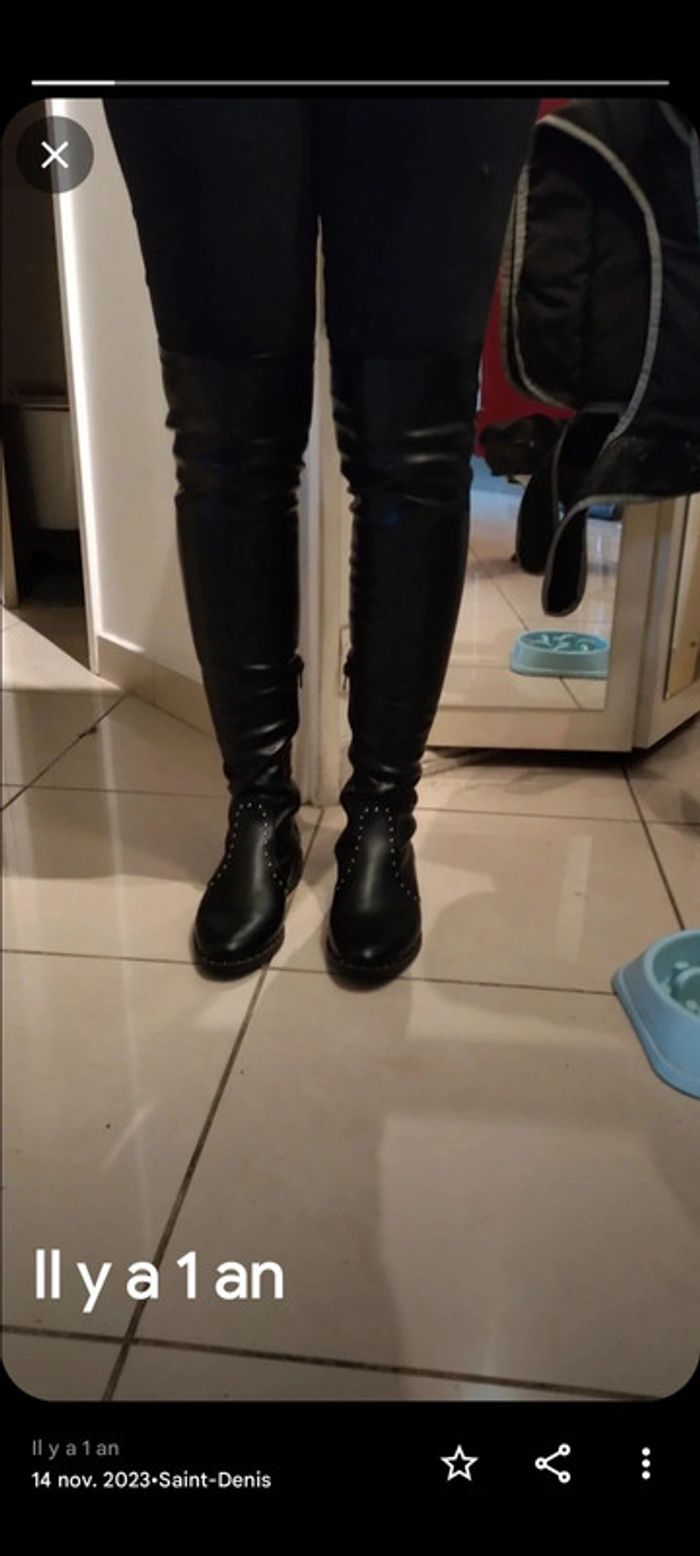 Bottes cuissardes a simili cuir neuves jamais portées pointure 36 - photo numéro 2