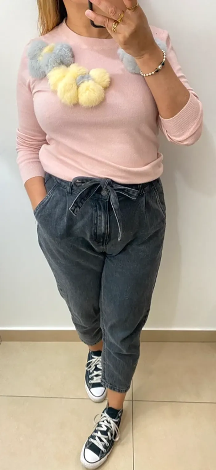Superbe Pull Fin Avec Pompons Taille Unique - photo numéro 5