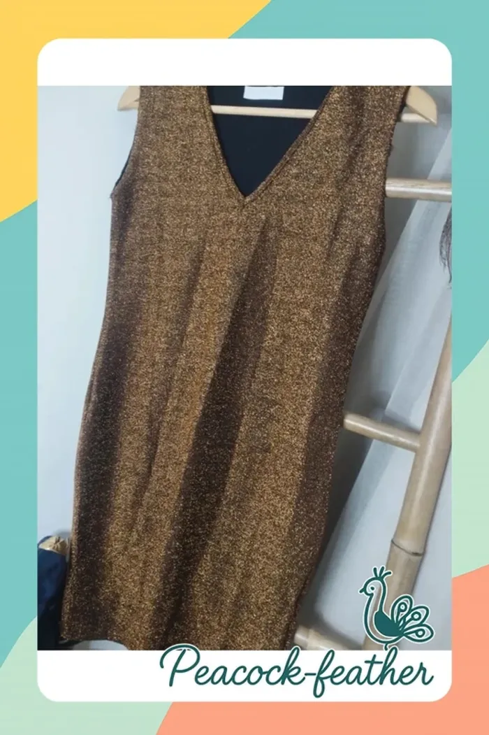 Robe paillettes marron dorée 40/42 - photo numéro 2