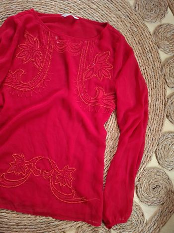 Promod haut rouge voile perles 38